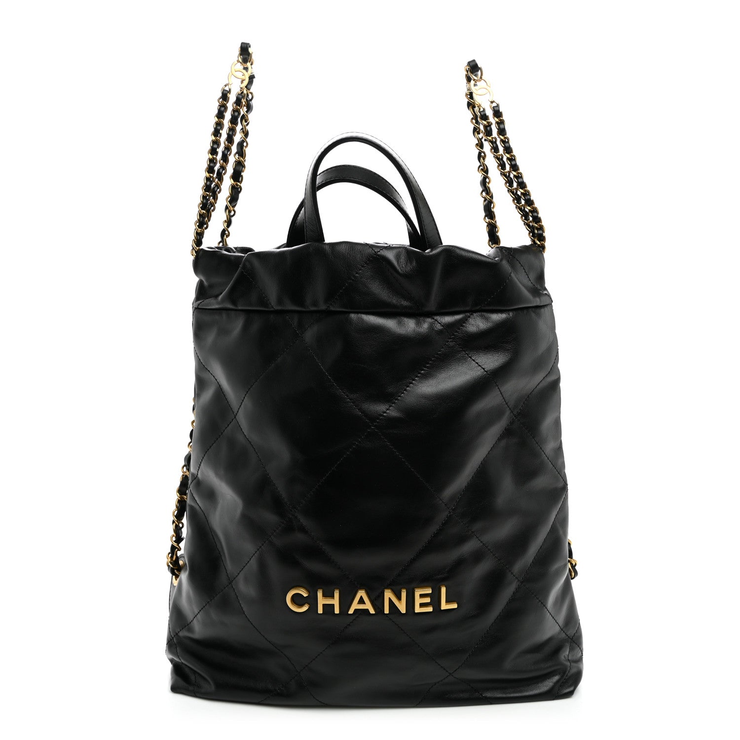 Chanel Shiny Calfskin Quilted Chanel 22 Backpack Black 1 of 10