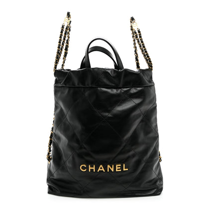Chanel Shiny Calfskin Quilted Chanel 22 Backpack Black 1 of 10
