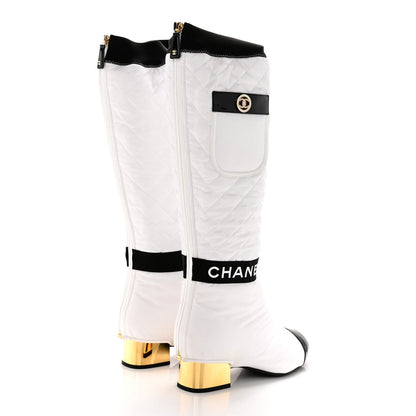 Chanel Mixed Fibers Lambskin Patent Calfskin Convertible High Boots 38 White 4 of 15