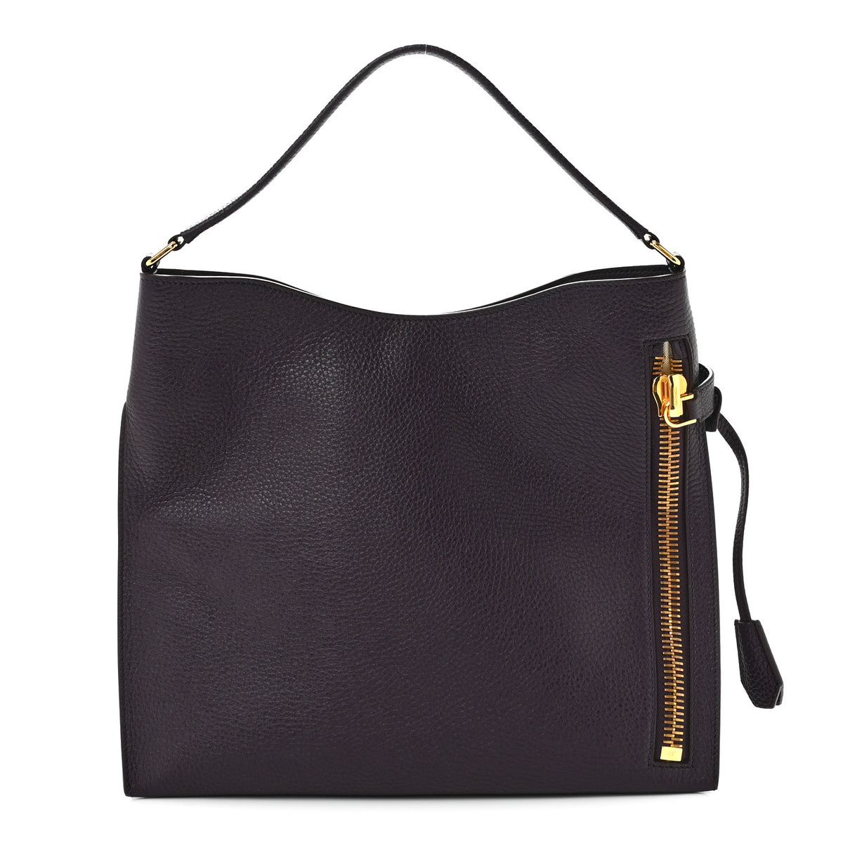 Pebbled Calfskin Small Alix Padlock Zip Hobo Bag Wine