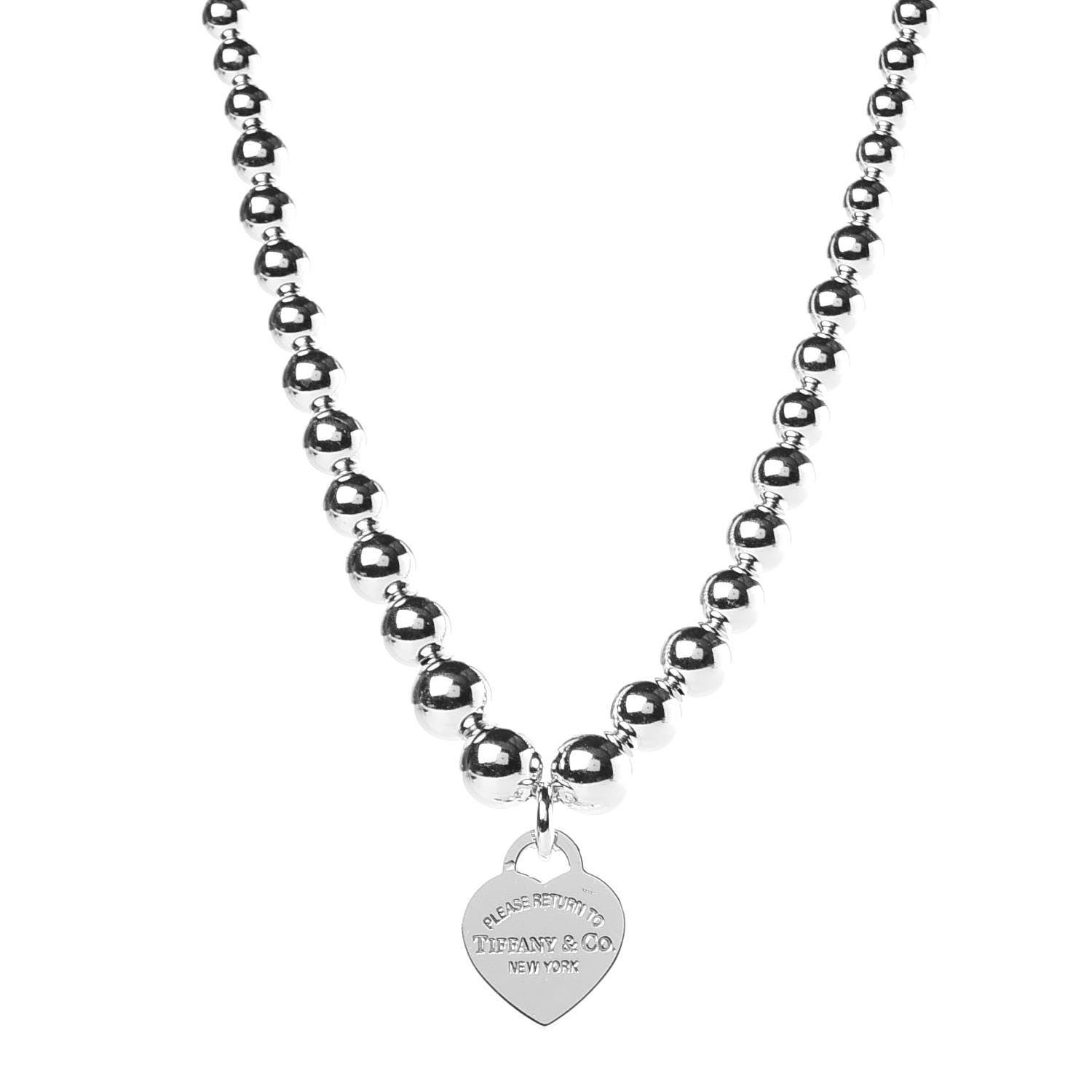 Tiffany Sterling Silver Return To Heart Graduated Ball Necklace 1 of 7