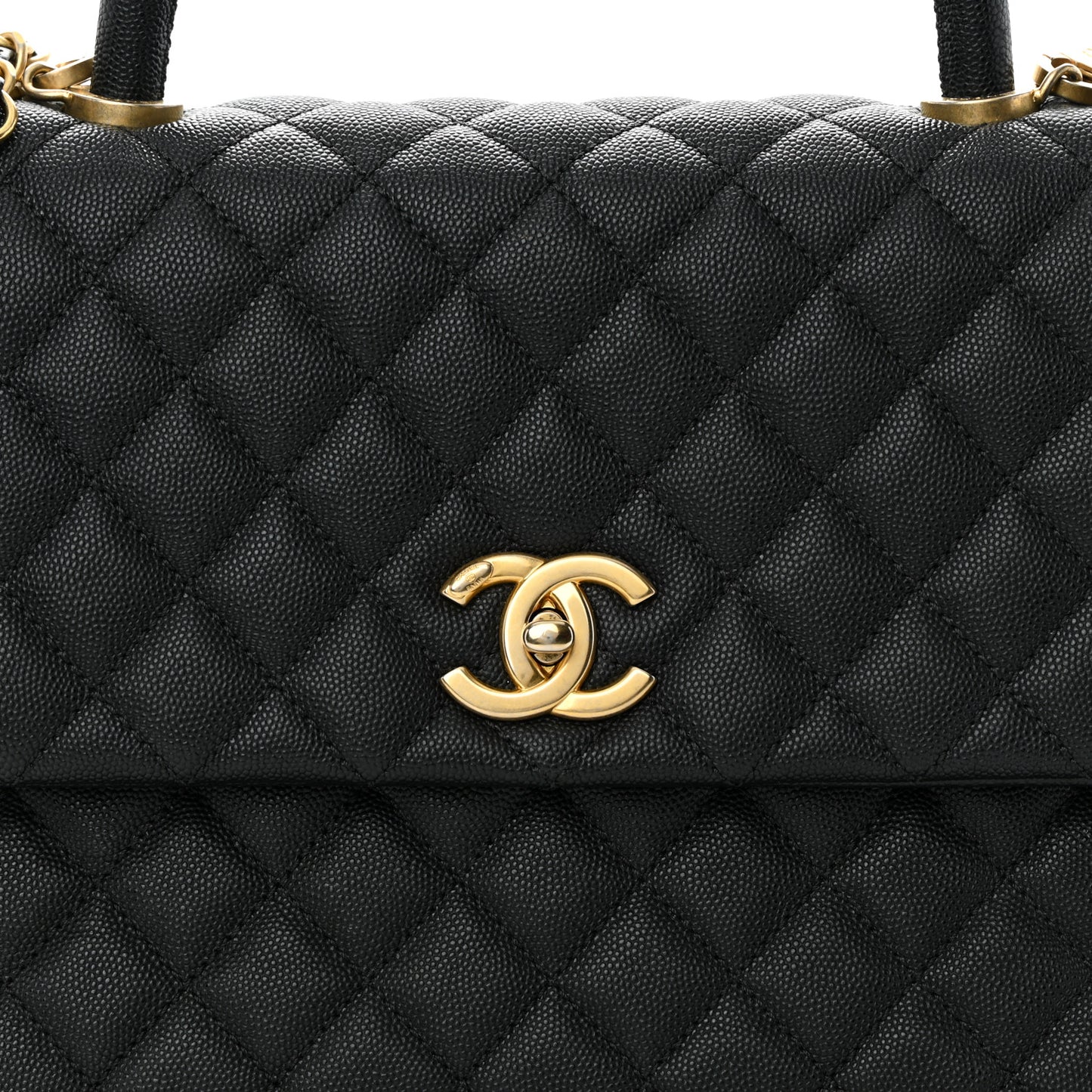 Caviar Quilted Medium Coco Handle Flap Black