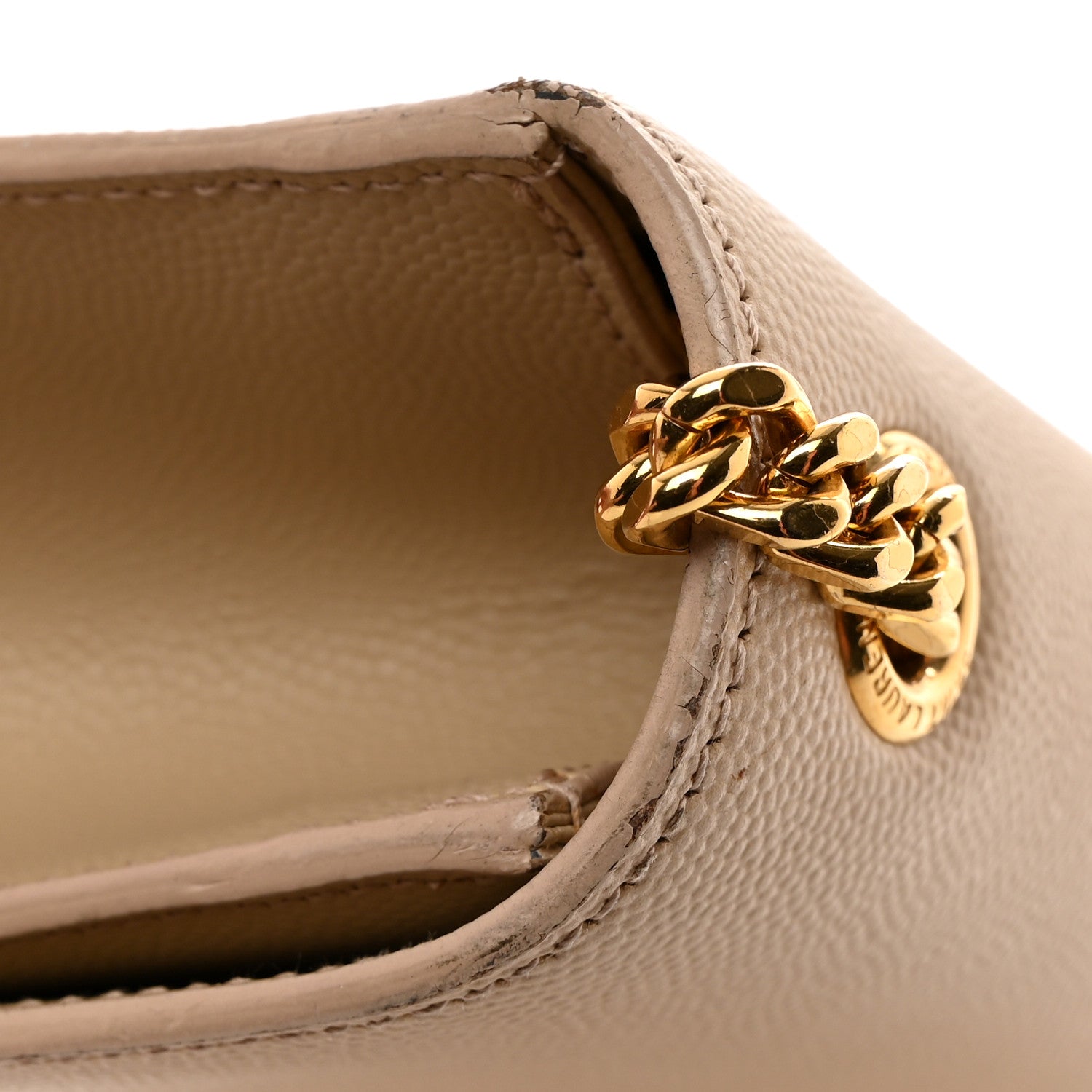 Saint Laurent Grain De Poudre Medium Monogram Kate Satchel Nude Powder 12 of 19