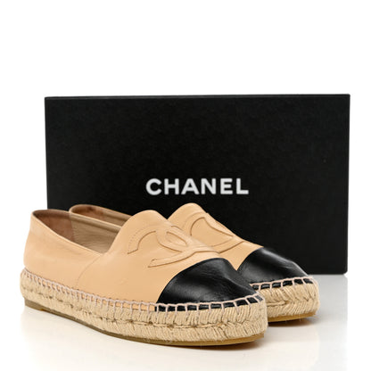 Chanel Lambskin CC Espadrilles 38 Beige Black 12 of 12