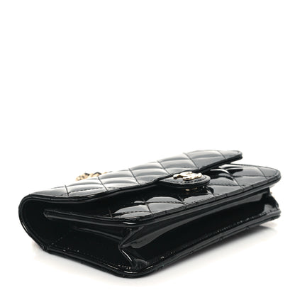 Chanel Patent Calfskin Quilted Flap Phone Holder With Chain Black 4 of 13