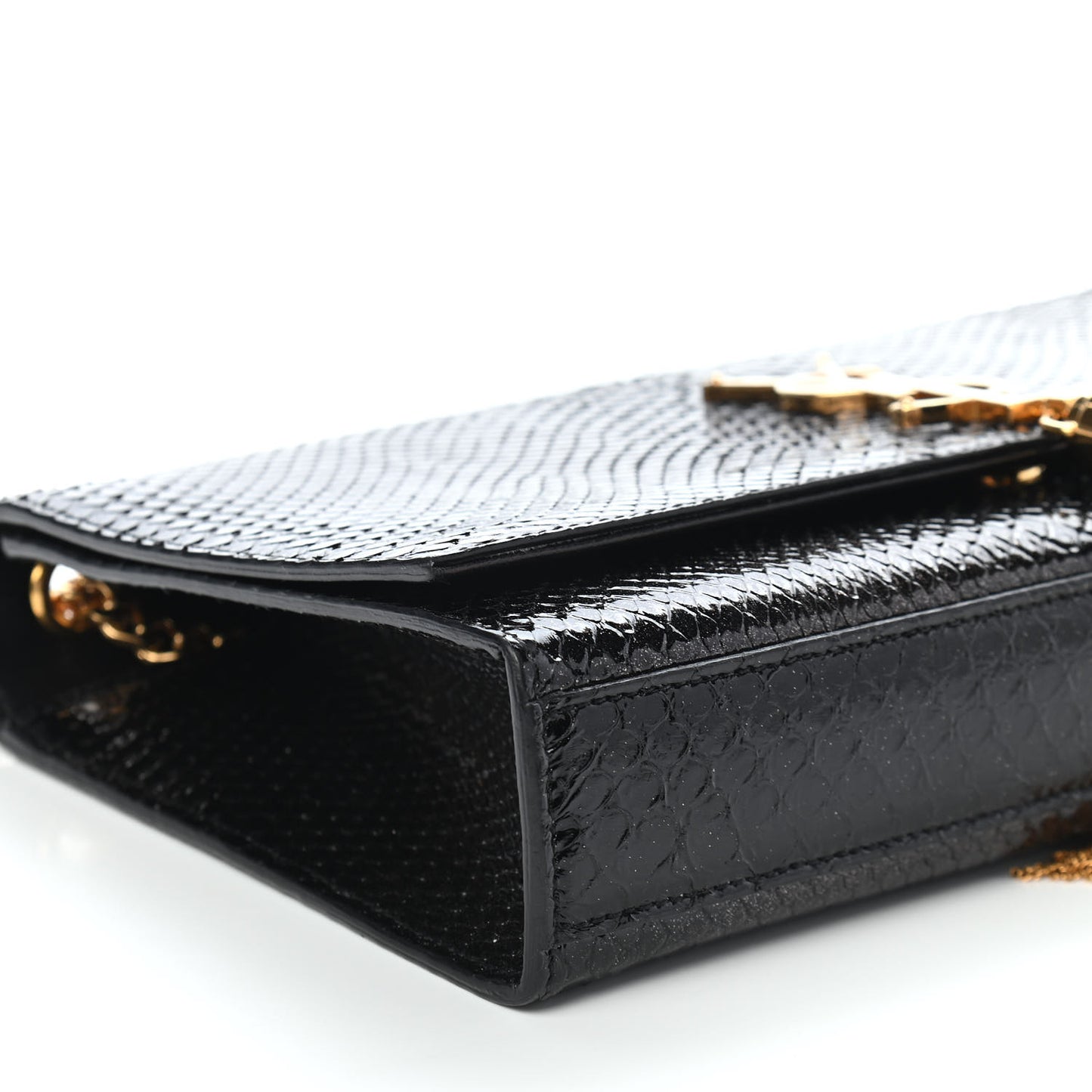 Metallic Python Embossed Medium Classic Monogram Kate Tassel Satchel Black