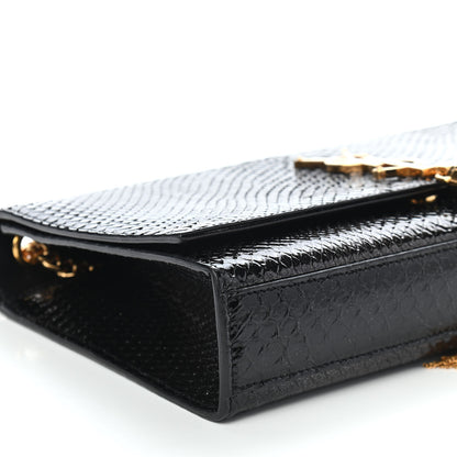 Saint Laurent Metallic Python Embossed Medium Classic Monogram Kate Tassel Satchel Black 8 of 9