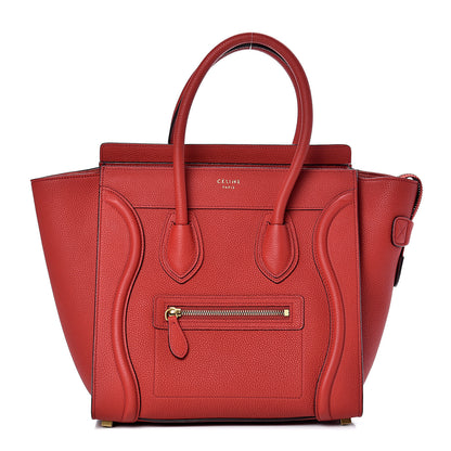 Celine Drummed Calfskin Micro Luggage Red 1 of 12