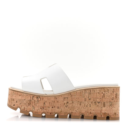 Hermes Calfskin Cork Eze 30 Sandals 37 White 1 of 9