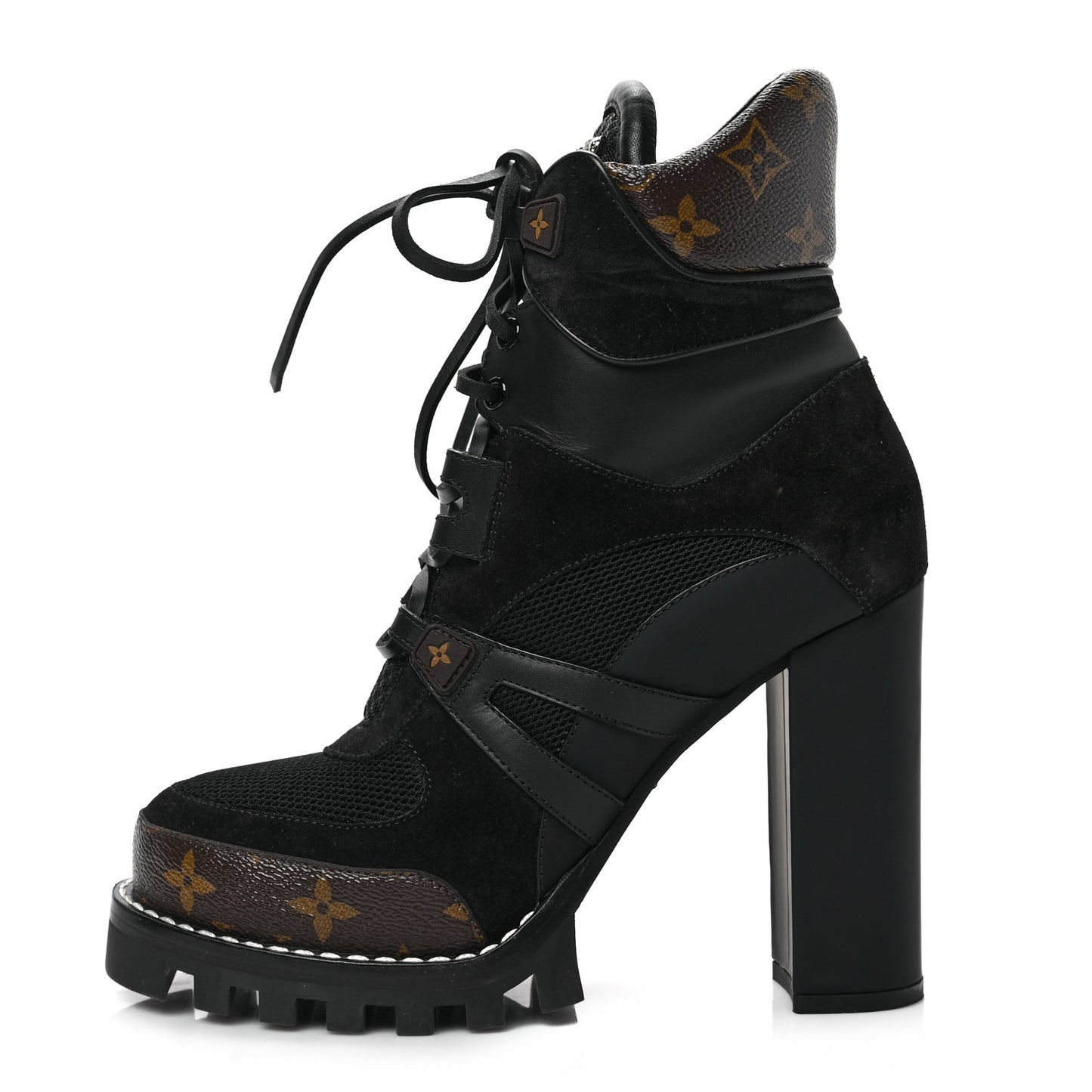 Suede Calfskin Monogram Star Trail Ankle Boots 40 Black