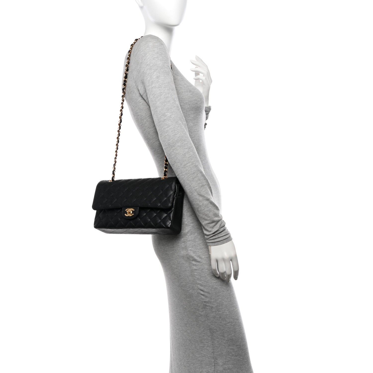 Chanel Caviar Quilted Medium Double Flap Black 2 of 12