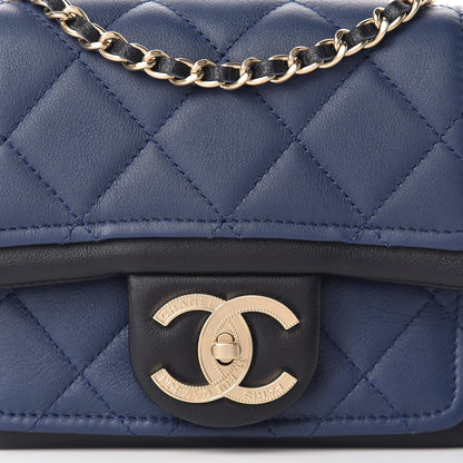 Chanel Lambskin Quilted Graphic Mini Flap Bag Navy Black 8 of 10