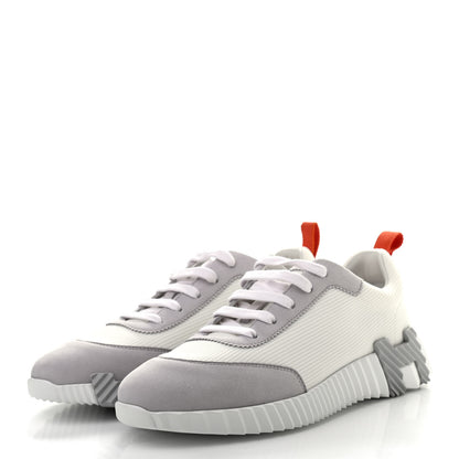 Hermes Technical Canvas Suede Goatskin Bouncing Sneakers 39 White Multicolor 3 of 9