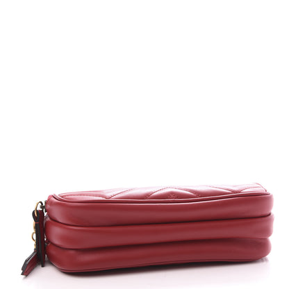 Gucci Calfskin Matelasse Mini GG Marmont Chain Crossbody Bag Hibiscus Red 3 of 9