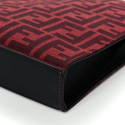 Fendi Fabric Jacquard FF Clutch Bag Rosso Marlboro Black 9 of 10