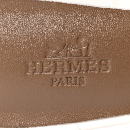 Hermes Matte Niloticus Crocodile Himalaya Oasis Sandals 37 White 8 of 9