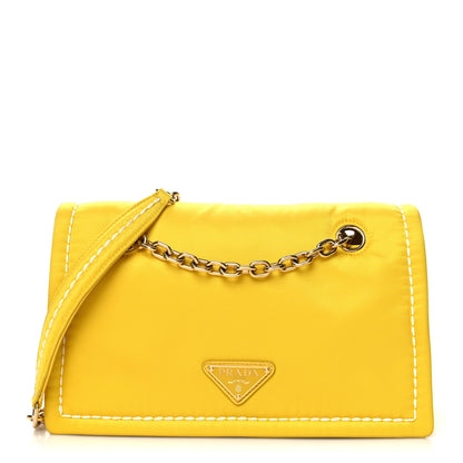 Prada Tessuto Nylon Chain Flap Shoulder Bag Giallo 1 of 11
