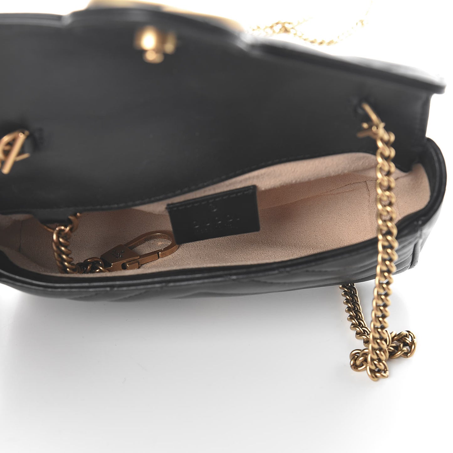 Calfskin Matelasse Super Mini GG Marmont Shoulder Bag Black