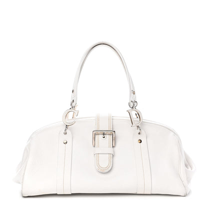 Christian Dior Calfskin Buckle Frame Satchel White 1 of 8