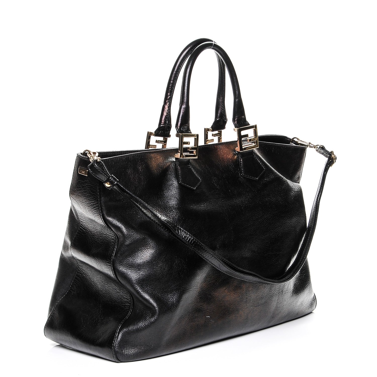 Fendi Vitello Acqua Large Twins Tote Black 3 of 7