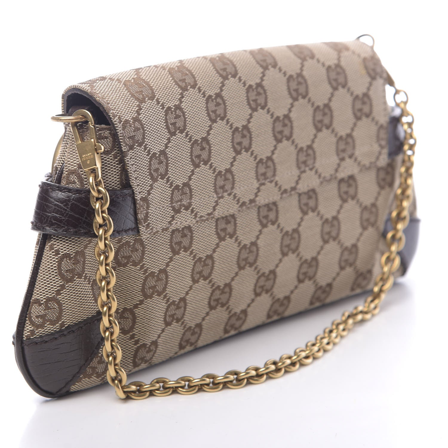 Gucci Monogram Horsebit Clutch Dark Brown 3 of 10