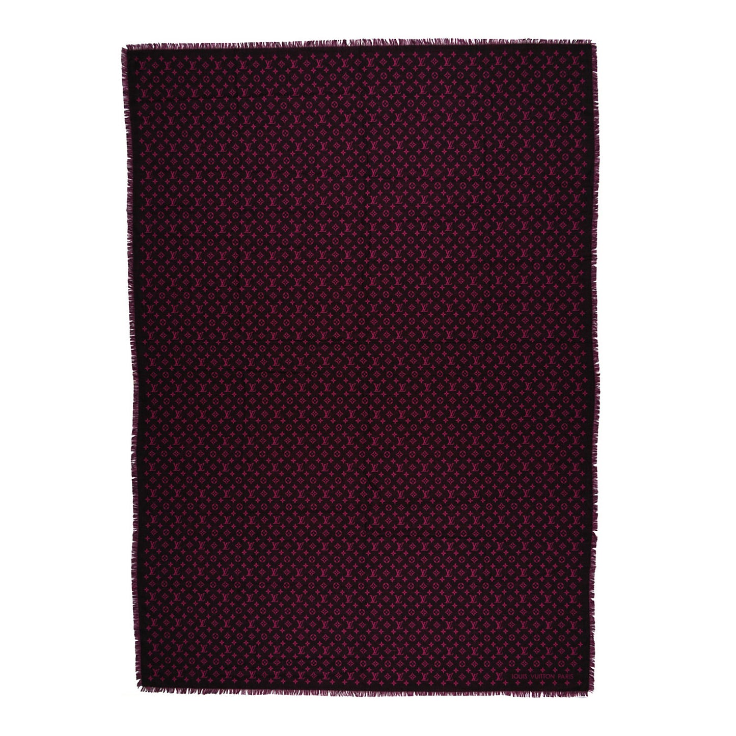 Wool Silk So LV Stole Pink Black