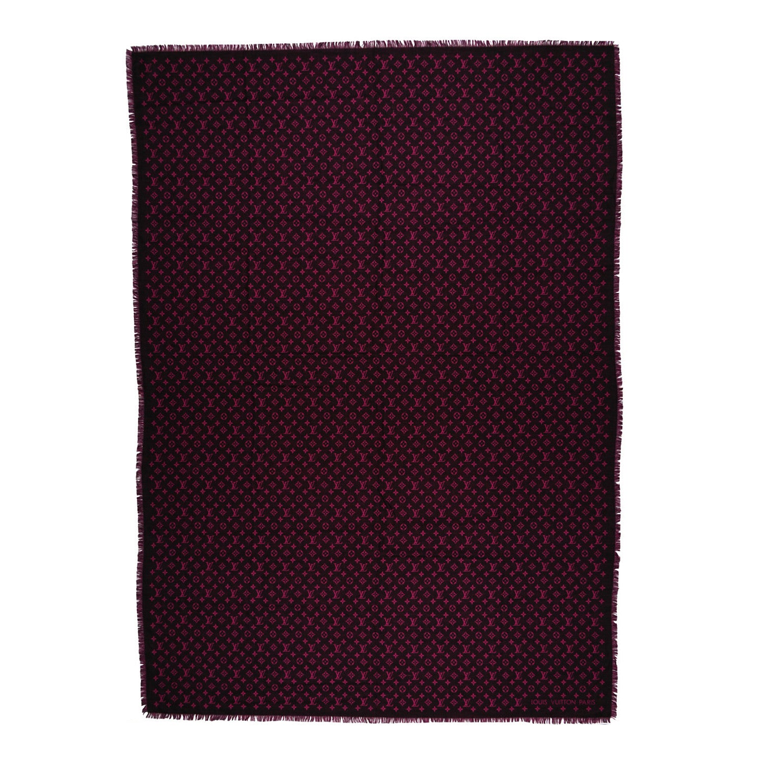 Louis Vuitton Wool Silk So LV Stole Pink Black 1 of 4