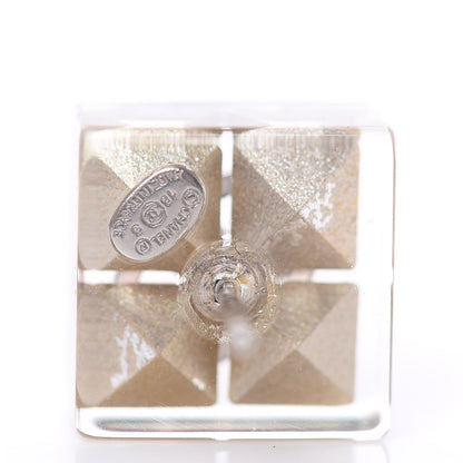 Chanel Transparent Resin Iridescent Crystal CC Cube Earrings Silver 3 of 5