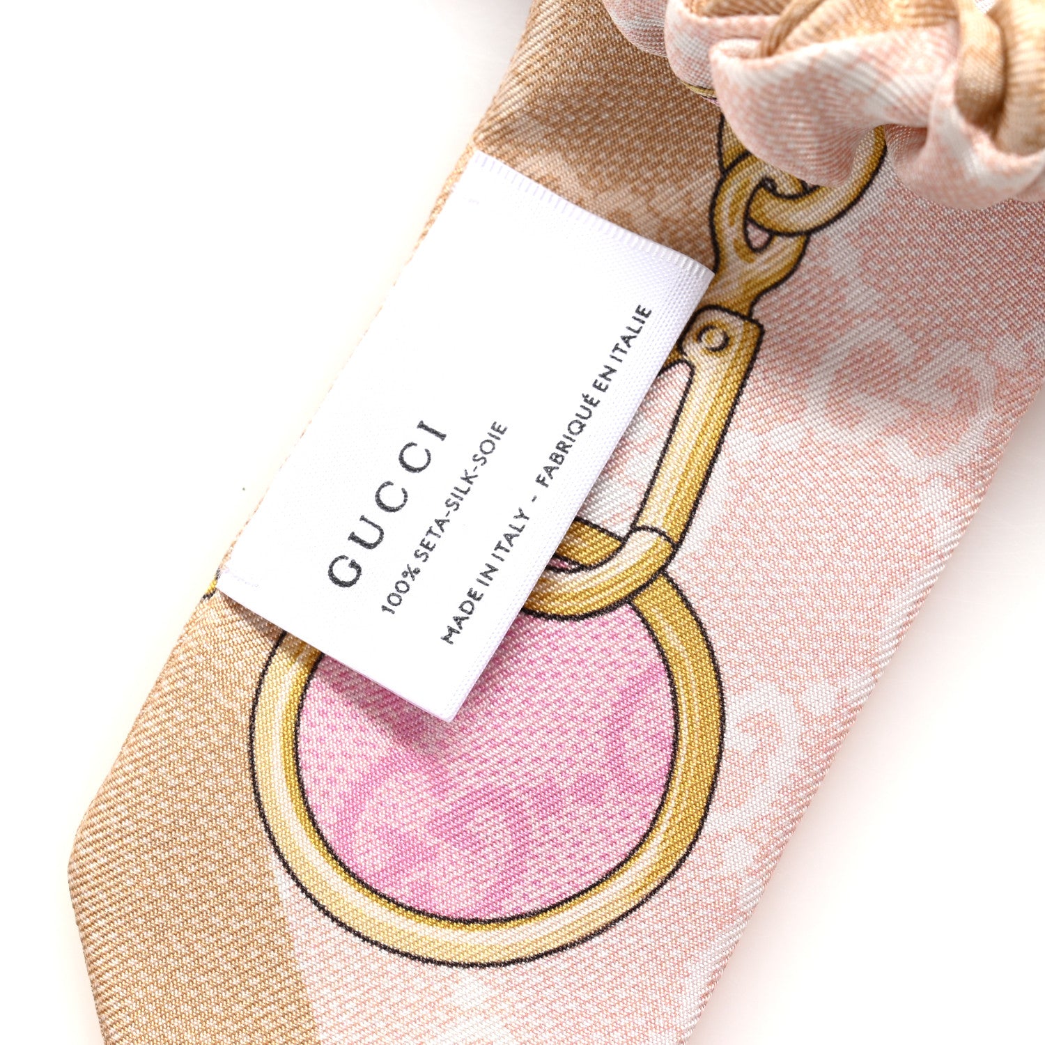 Gucci Silk Monogram Chain Print Scrunchie Hair Tie Roseate Pink 3 of 4