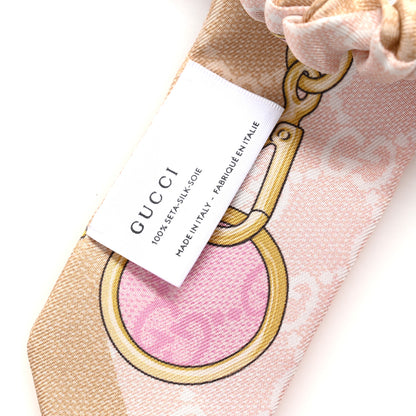 Gucci Silk Monogram Chain Print Scrunchie Hair Tie Roseate Pink 3 of 4