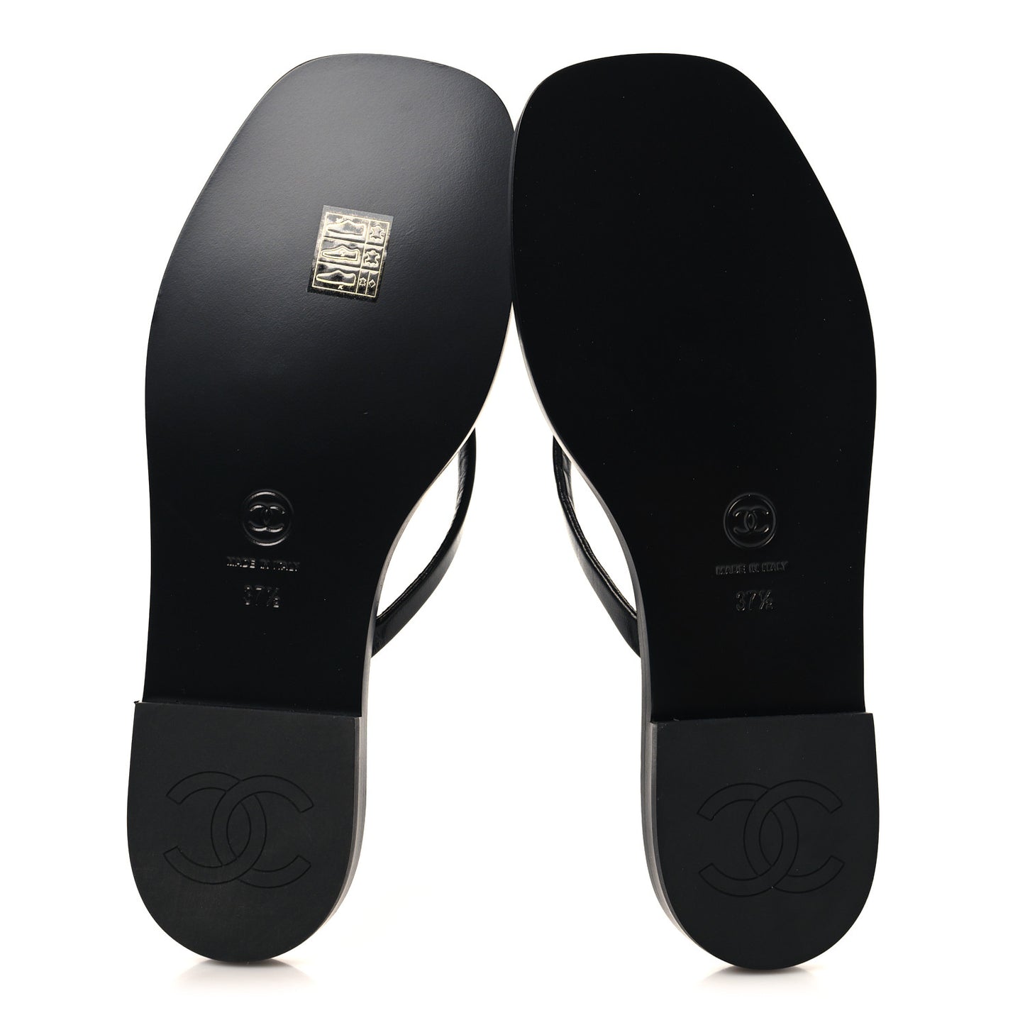 Goatskin Times Square Thong Sandals 37.5 Black