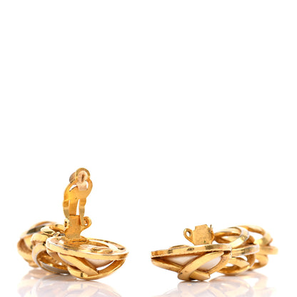 Chanel Metal Pearl CC Dangle Clip On Earrings Gold 4 of 5