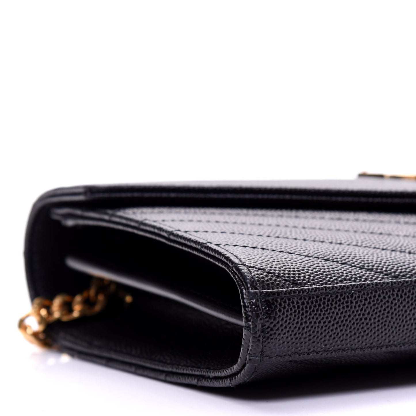 Grain De Poudre Matelasse Chevron Monogram Chain Wallet Black
