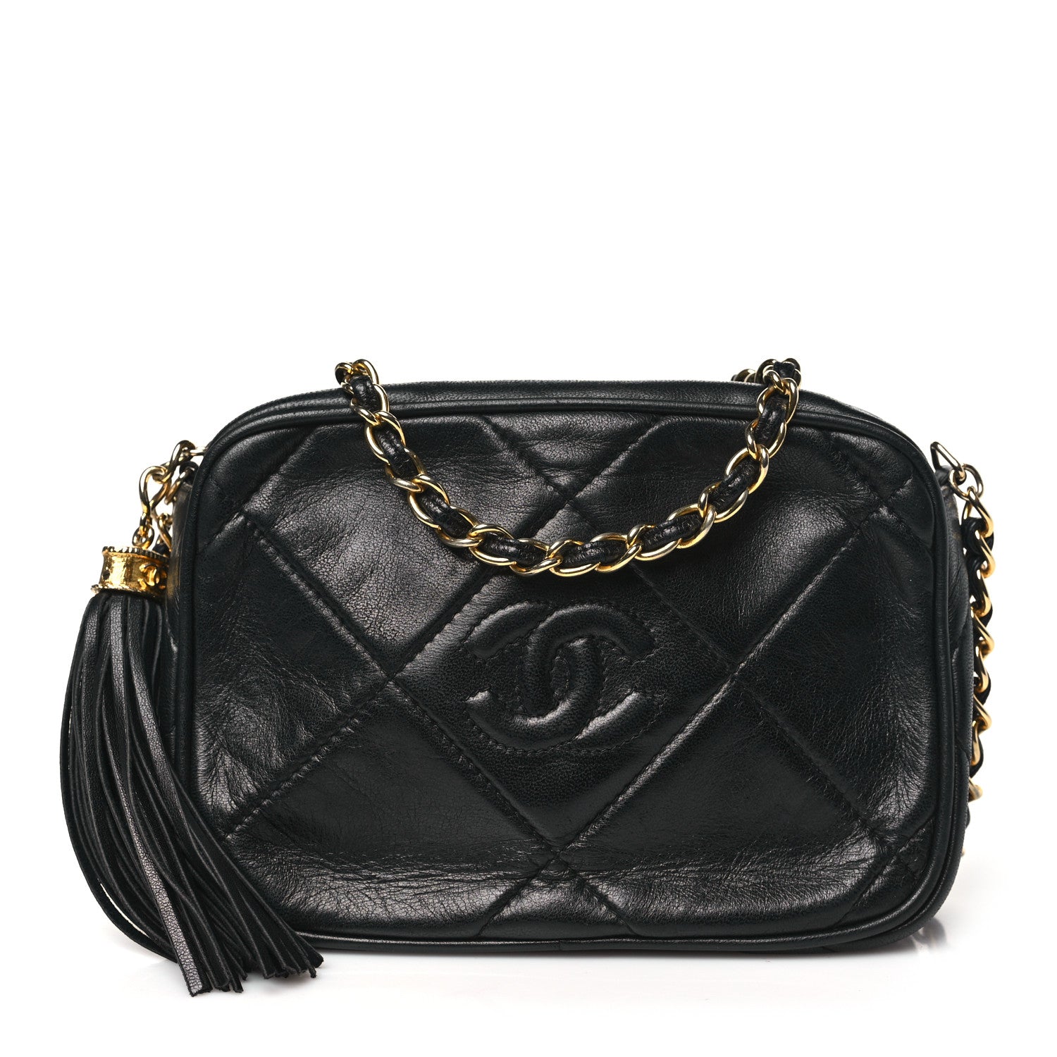 Chanel Lambskin Quilted CC Tassel Camera Case Black 1 of 11