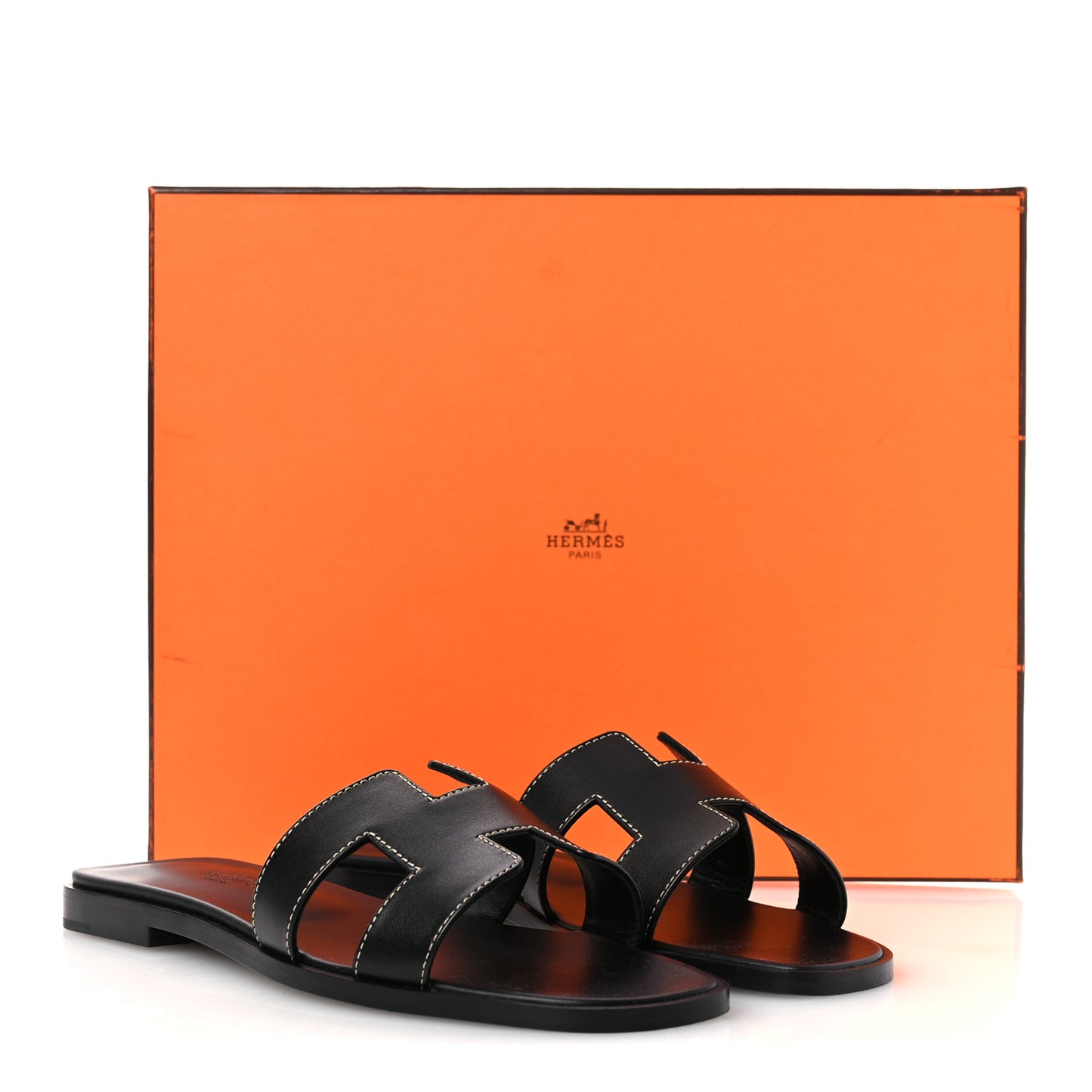 Box Calfskin Oran Sandals 36 Black