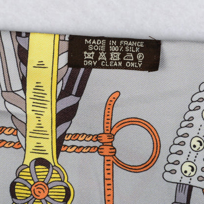 Hermes Silk Bouquets Selliers Maxi Twilly Gris Orange Vert d'Eau 3 of 5