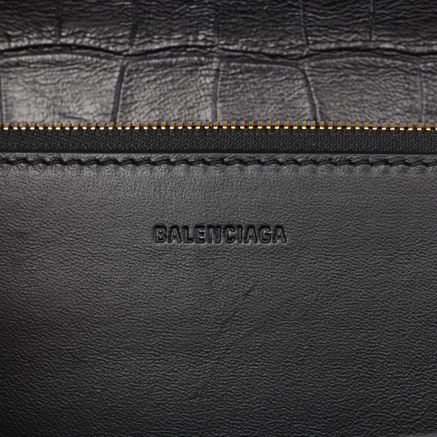 Extra Supple Calfskin Crocodile Embossed Small Gossip Bag Black