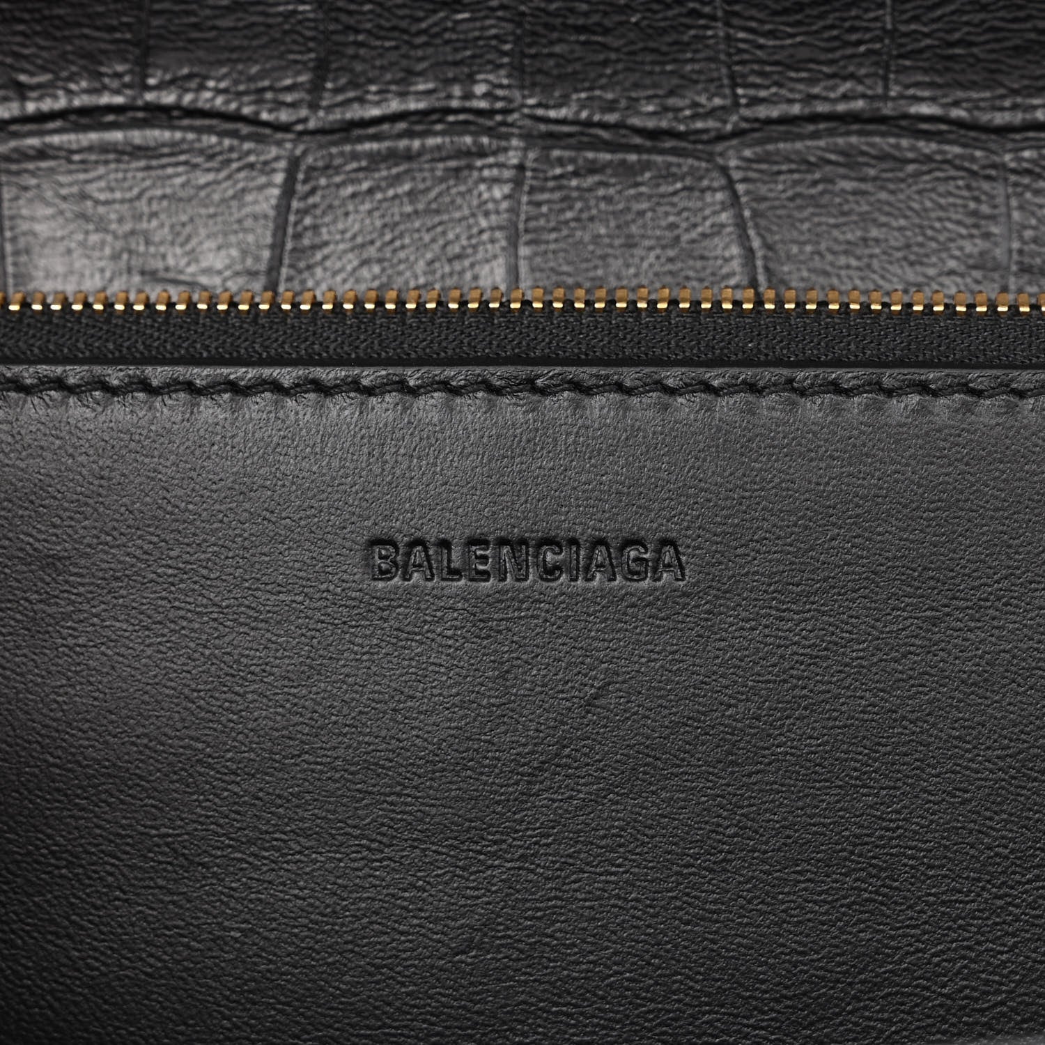 Balenciaga Extra Supple Calfskin Crocodile Embossed Small Gossip Bag Black 6 of 9