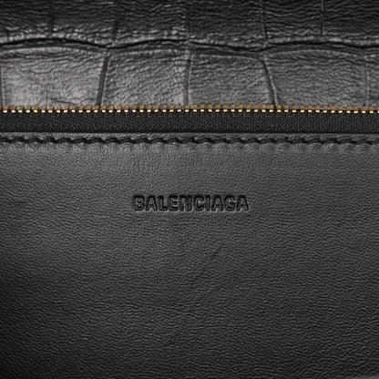 Balenciaga Extra Supple Calfskin Crocodile Embossed Small Gossip Bag Black 6 of 9