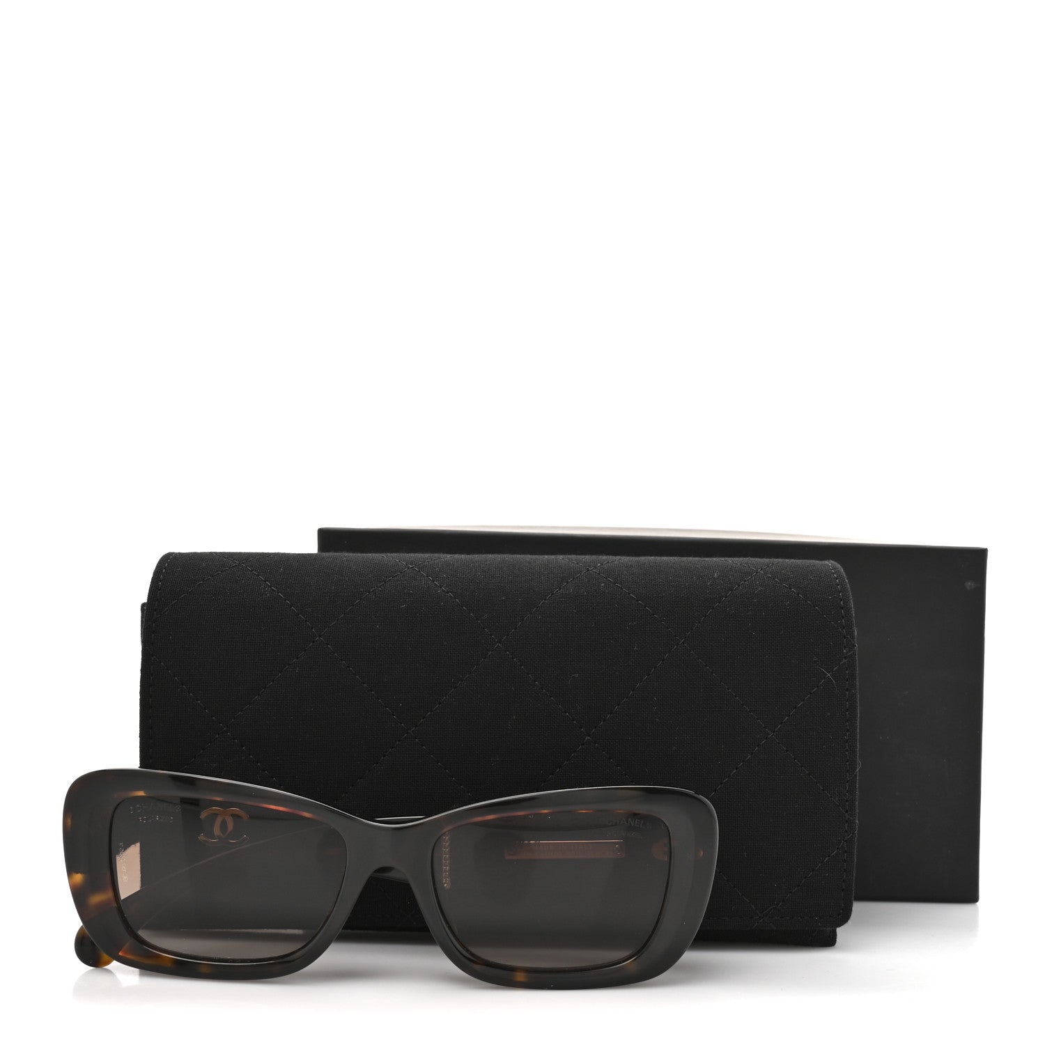 CHANEL　シャネルホリデー Chanel Acetate Tweed Wool CC Rectangle Sunglasses 5514 Tortoise
