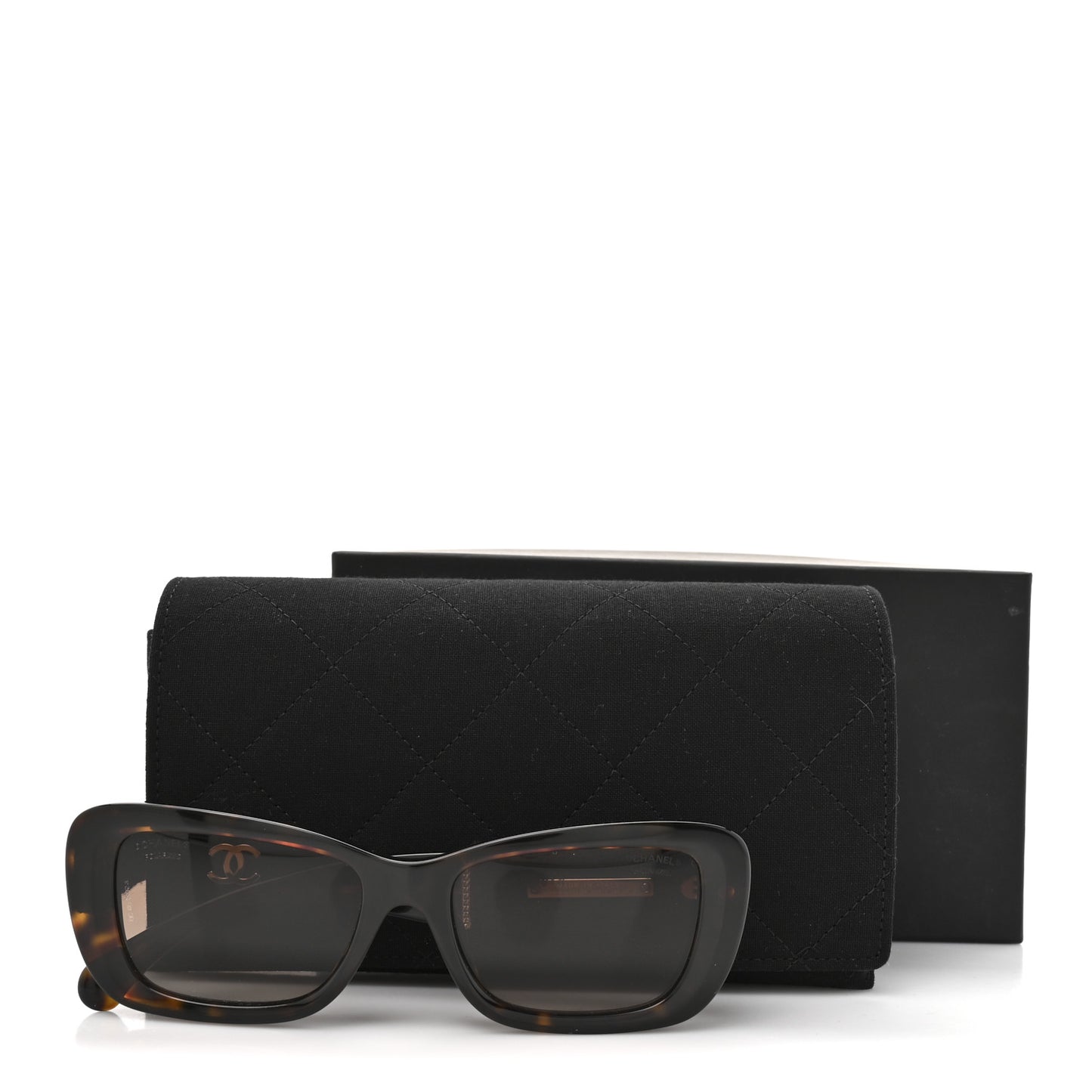Acetate Tweed Wool CC Rectangle Sunglasses 5514 Tortoise