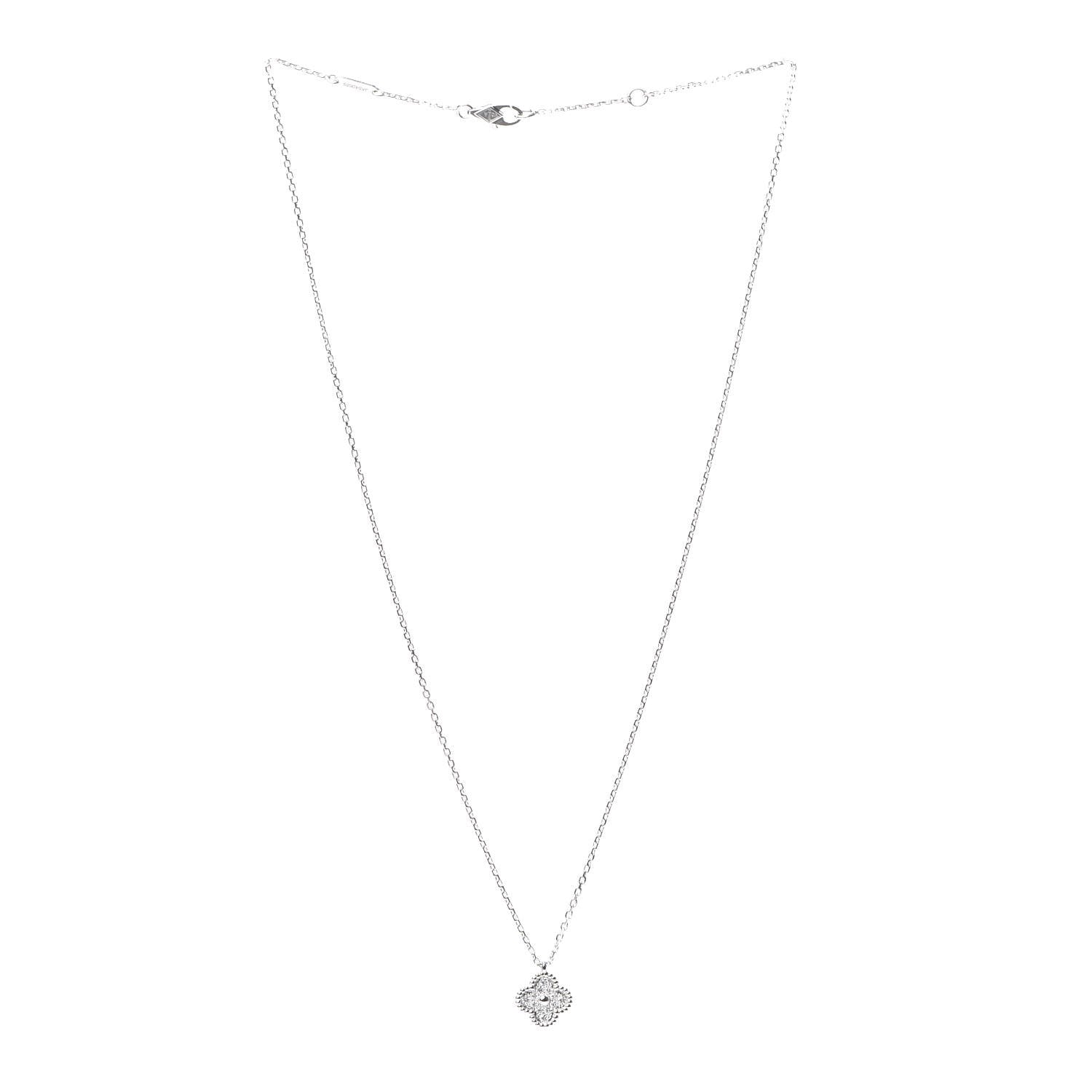 Van Cleef & Arpels 18K White Gold Diamond Sweet Alhambra Pendant Necklace 2 of 6