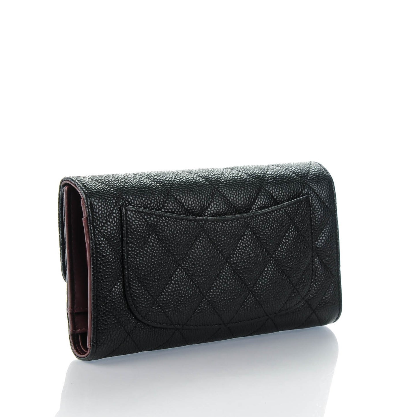 Caviar Quilted Large Flap Wallet Black