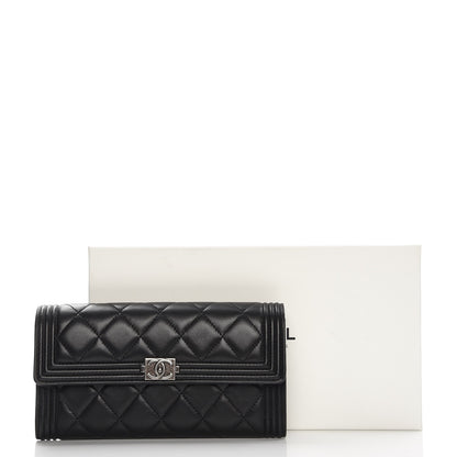Chanel Lambskin Quilted Boy Flap Wallet Black 9 of 9