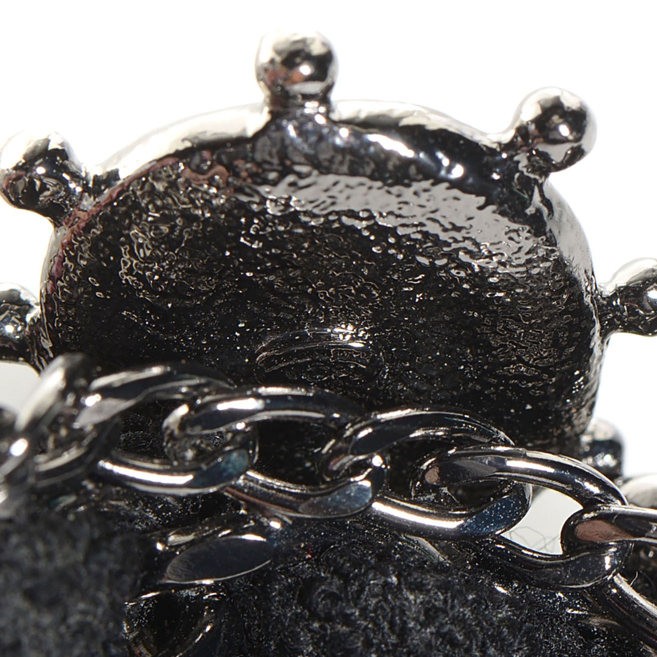 Tweed Crystal CC Chain Cuff Black