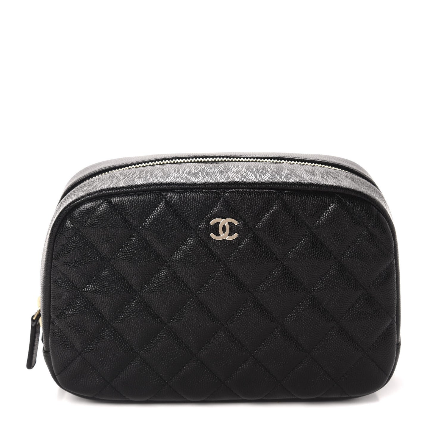 Caviar Quilted Curvy Pouch Cosmetic Case Black