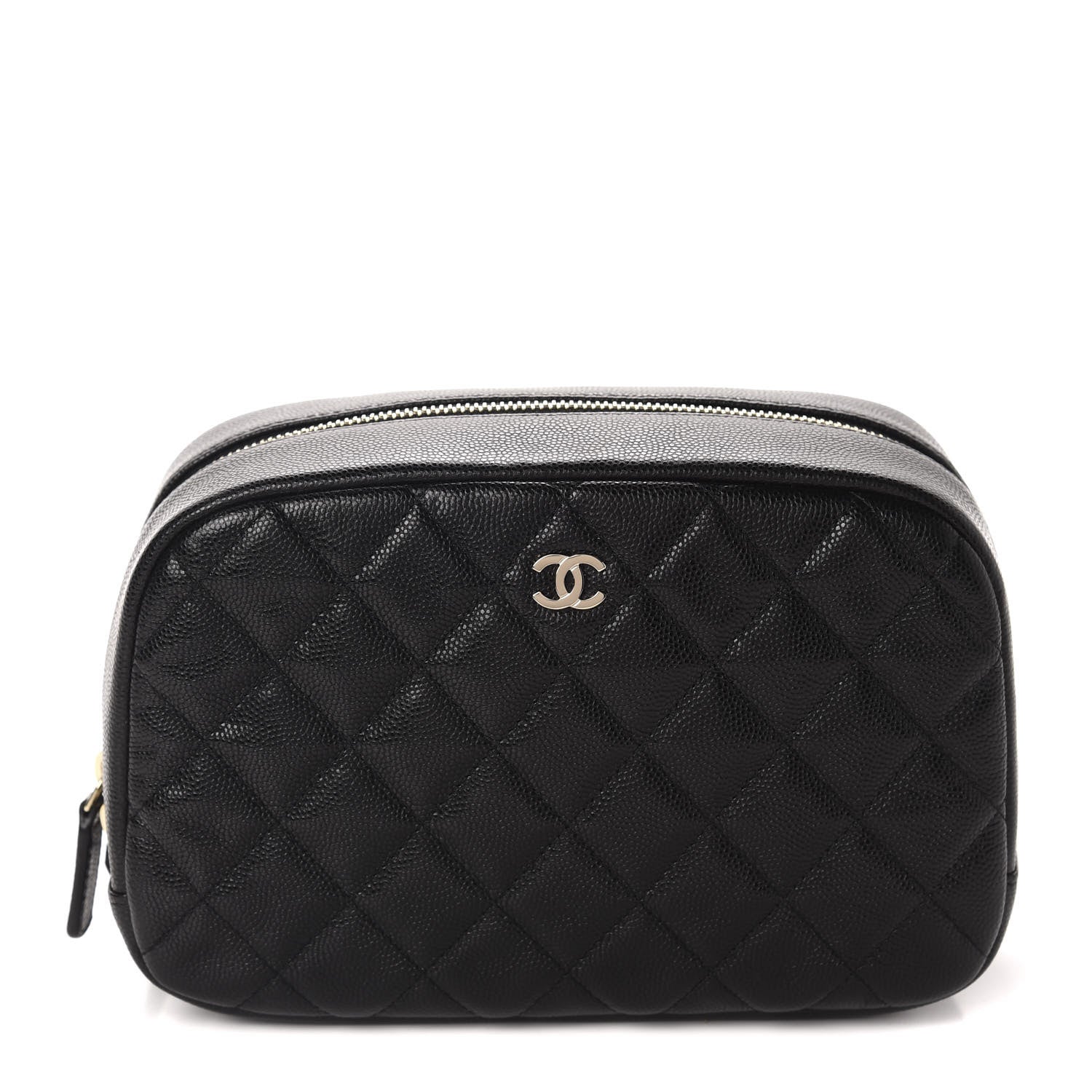 Chanel Caviar Quilted Curvy Pouch Cosmetic Case Black 1 of 9
