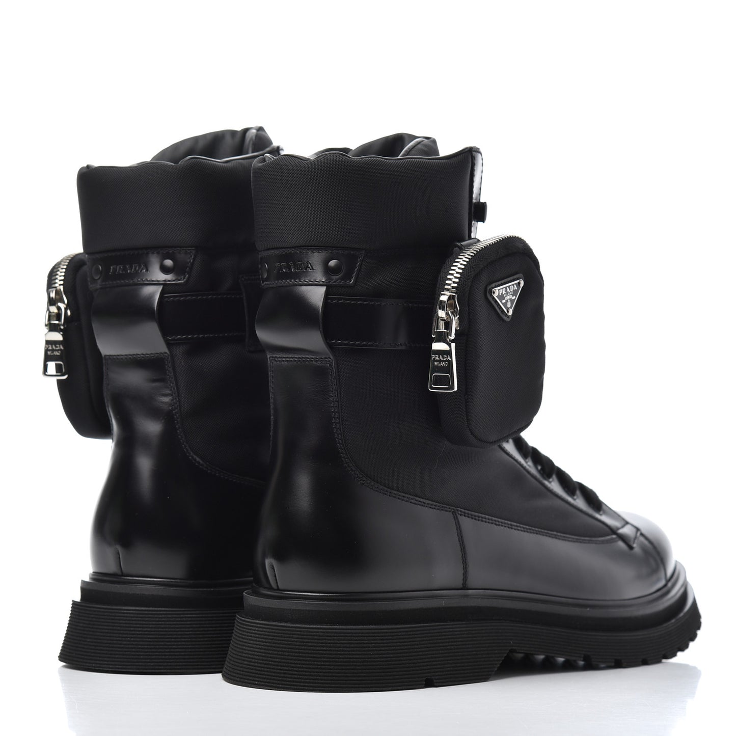 Spazzolato Roi Technical Nylon Metal Triangle Logo Mens Pouch Pocket Combat Boots 9.5 Black