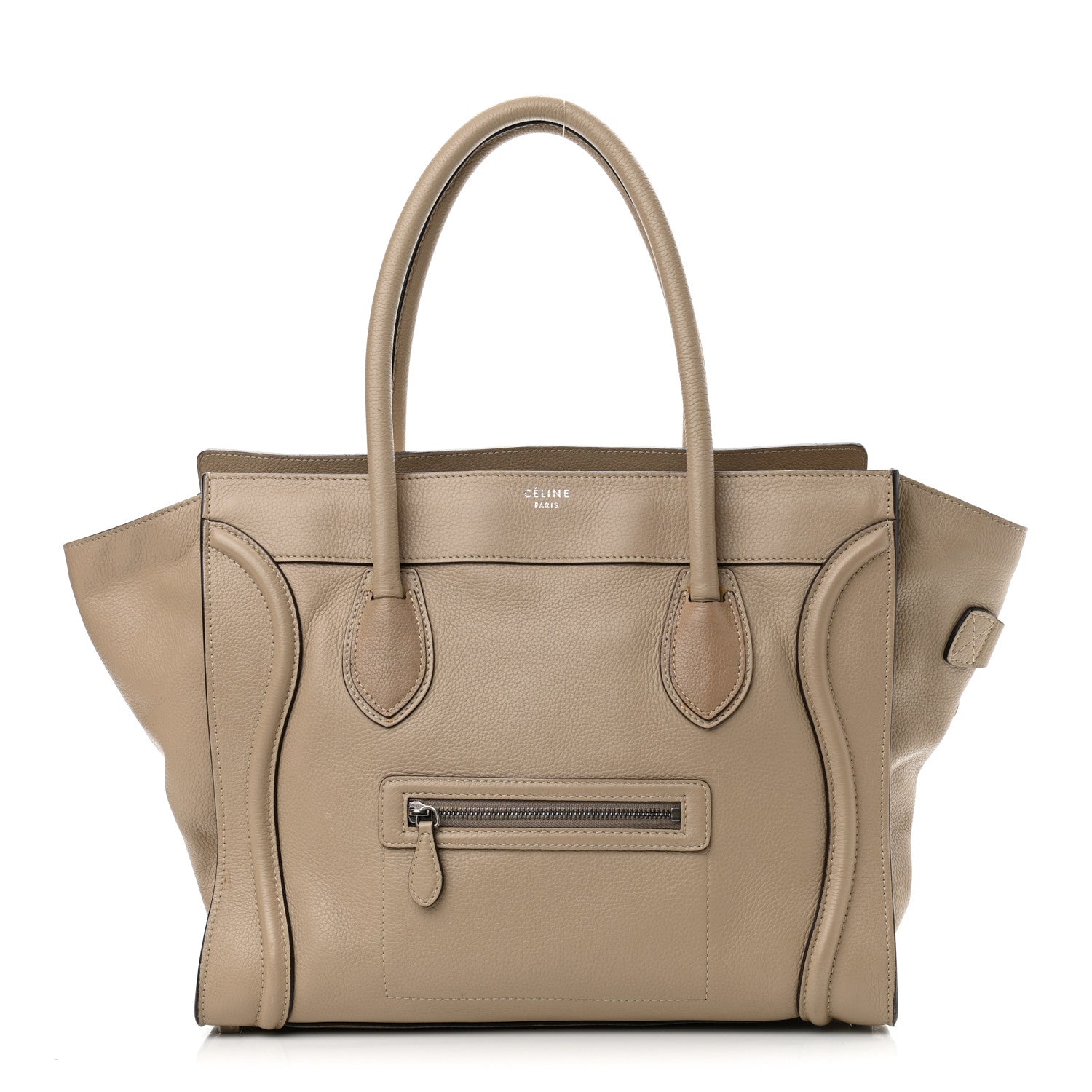 Celine Drummed Calfskin Shoulder Luggage Dune 1 of 17