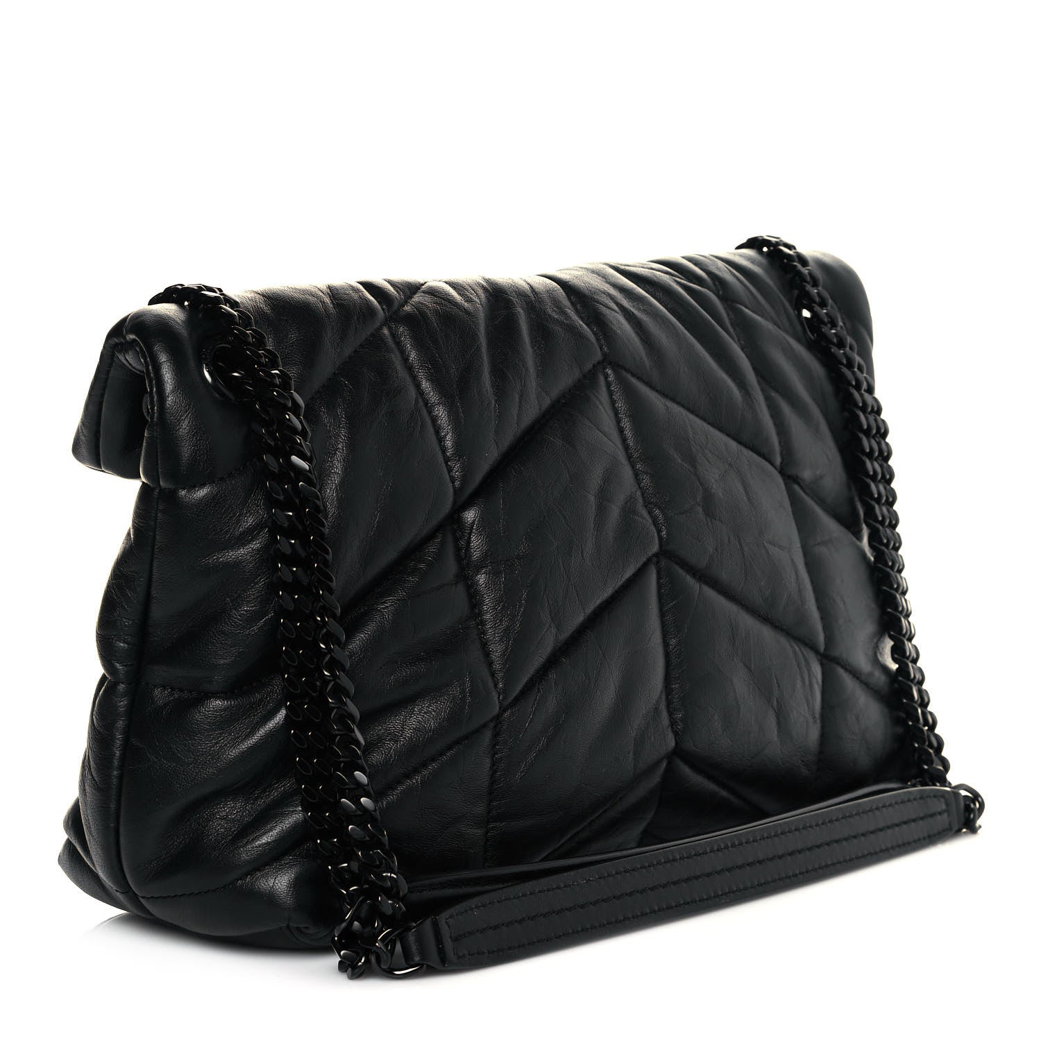 Saint Laurent Lambskin Quilted Small Loulou Puffer Monogram Chain Satchel Black 3 of 9